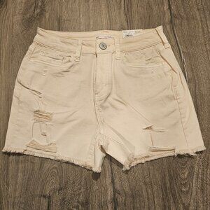 SO Women's High Rise Curvy Midi Distressed Shorts 9/29 New With Tags